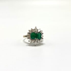 Bague or 14K diamants émeraudes (T.58) — photo 1