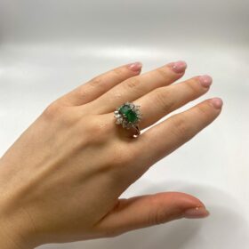 Bague or 14K diamants émeraudes (T.58) — photo 3