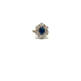 Bague or 9K diamants et saphir (T.57) — photo 1