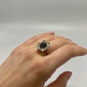Bague or 9K diamants et saphir (T.57) — photo 3