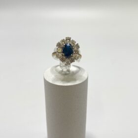 Bague or 9K diamants et saphir (T.57) — photo 4
