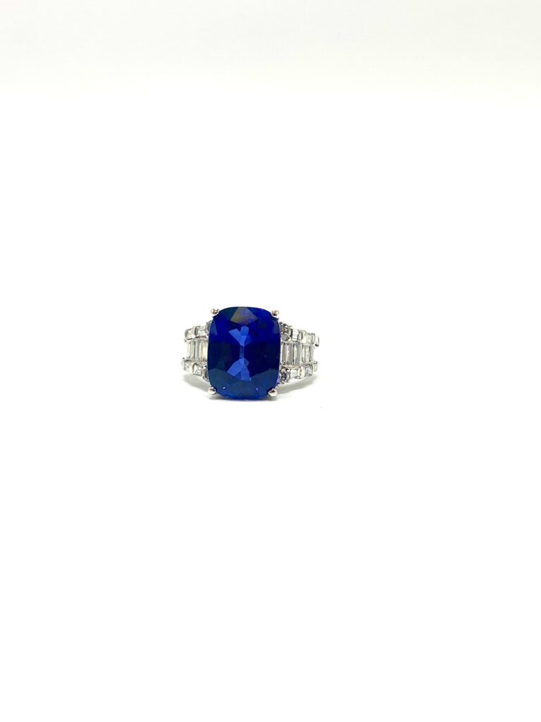 Bague or 14K diamants et saphir (T.49)