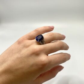Bague or 14K diamants et saphir (T.49) — photo 4