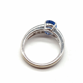 BAGUE OR BLANC 18K SAPHIR DIAMANTS (T 56) — photo 3