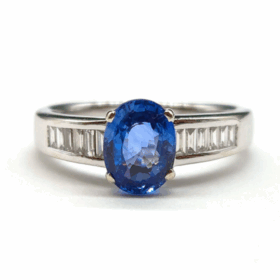 BAGUE OR BLANC 18K SAPHIR DIAMANTS (T 56) — photo 4