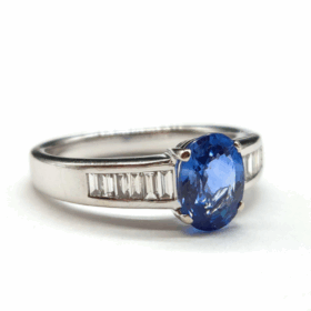 BAGUE OR BLANC 18K SAPHIR DIAMANTS (T 56) — photo 1