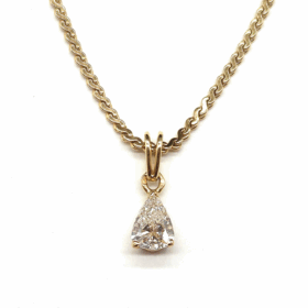 COLLIER OR JAUNE 18K ET DIAMANT POIRE ENVIRON 1 CT — photo 1