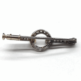 BROCHE ART DECO OR 18K DIAMANTS ET PERLE — photo 2