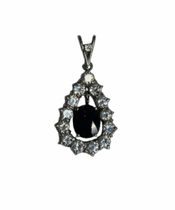 Pendentif or 18K saphir et diamants