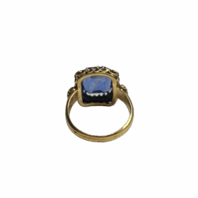 Bague or jaune 18K et saphir (Sri Lanka) perles (T.52) — photo 4