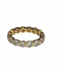 Bague alliance américaine or jaune 18K diamants env 3,20 cts (T.49)