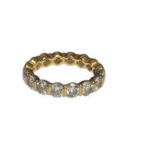 Bague alliance américaine or jaune 18K diamants env 3,20 cts (T.49) — photo 1