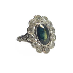 Bague Pompadour platine saphir et diamants (T.49) — photo 1