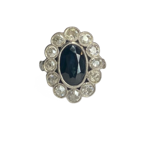 Bague Pompadour platine saphir et diamants (T.49) — photo 3