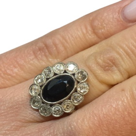 Bague Pompadour platine saphir et diamants (T.49) — photo 5