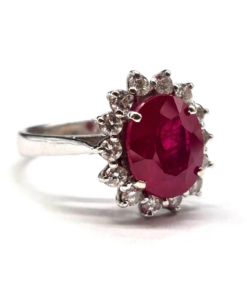 BAGUE OR 18K DIAMANTS RUBIS (T.54)