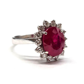 BAGUE OR 18K DIAMANTS RUBIS (T.54) — photo 1