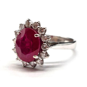 BAGUE OR 18K DIAMANTS RUBIS (T.54) — photo 3