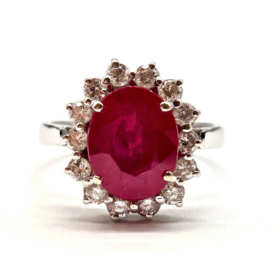 BAGUE OR 18K DIAMANTS RUBIS (T.54) — photo 5