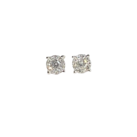 BOUCLES D'OREILLES PUCES OR 14K DONT DIAMANTS 0,10 CT (x2) — photo 2