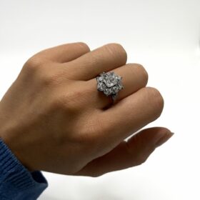 BAGUE MARGUERITE VINTAGE OR JAUNE 18K (T.53) — photo 2