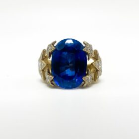 BAGUE ETOILES OR 18K SAPHIR DIAMANTS (T.58) — photo 1