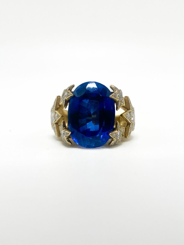 BAGUE ETOILES OR 18K SAPHIR DIAMANTS (T.58)