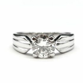 BAGUE SOLITAIRE OR 18K DIAMANT ENV. 1 CT (T.52) — photo 4