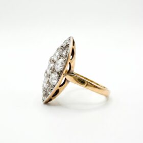 BAGUE MARQUISE OR 18K PLATINE DIAMANTS ENV 3 CTS (T.54) — photo 2