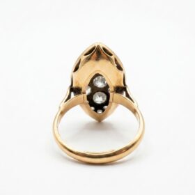 BAGUE MARQUISE OR 18K PLATINE DIAMANTS ENV 3 CTS (T.54) — photo 3