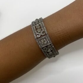 BRACELET ARTICULÉ ART DECO PALTINE ET DIAMANTS ENV. 12,50 CTS (T.18) — photo 3
