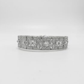 BRACELET ARTICULÉ ART DECO PALTINE ET DIAMANTS ENV. 12,50 CTS (T.18) — photo 1