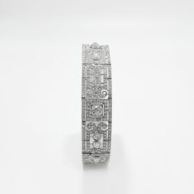 BRACELET ARTICULÉ ART DECO PALTINE ET DIAMANTS ENV. 12,50 CTS (T.18) — photo 2