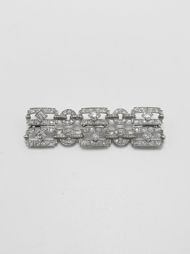 BROCHE STYLE ART DECO 14K ET DIAMANTS