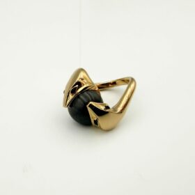 BAGUE BOUCHERON « TROUBLE » OR 18K JADE GRIS ÉMAIL NOIR (T.52) — photo 1