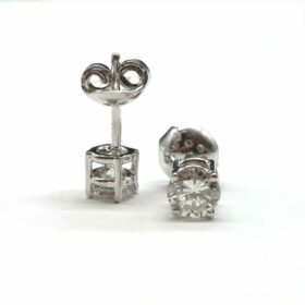 BOUCLES D'OREILLES PUCES OR 18K ET DIAMANTS 0,60CT(x2) — photo 3