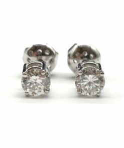 BOUCLES D'OREILLES PUCES OR 18K ET DIAMANTS 0,60CT(x2)