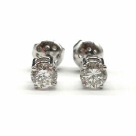 BOUCLES D'OREILLES PUCES OR 18K ET DIAMANTS 0,60CT(x2) — photo 1