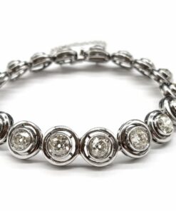 BRACELET ANCIEN OR 18K/ARGENT DIAMANTS ENV. 9 CTS (T.17)
