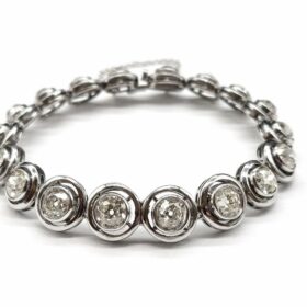 BRACELET ANCIEN OR 18K/ARGENT DIAMANTS ENV. 9 CTS (T.17) — photo 1