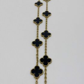 SAUTOIR VAN CLEEF & ARPELS VINTAGE ALHAMBRA 20 MOTIFS OR 18K ONYX — photo 2