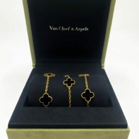 SAUTOIR VAN CLEEF & ARPELS VINTAGE ALHAMBRA 20 MOTIFS OR 18K ONYX — photo 7