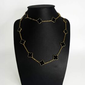 SAUTOIR VAN CLEEF & ARPELS VINTAGE ALHAMBRA 20 MOTIFS OR 18K ONYX — photo 1