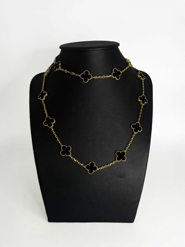 SAUTOIR VAN CLEEF & ARPELS VINTAGE ALHAMBRA 20 MOTIFS OR 18K ONYX