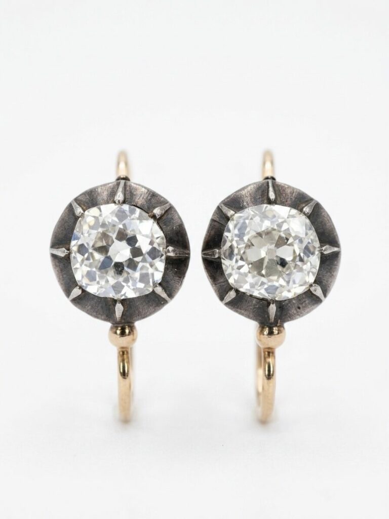 Boucle d’oreilles «  dormeuses » diamants env. 1 carat (x2)