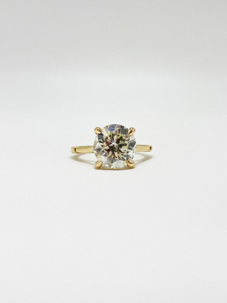 BAGUE OR 18K SOLITAIRE DIAMANT ENV. 4 CTS (T.55)