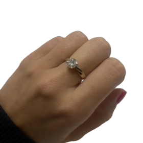 BAGUE OR 18K SOLITAIRE DIAMANT ENV. 1 CT (T.50) — photo 6