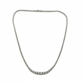 COLLIER RIVIERE EN CHUTE OR BLANC 18K ET DIAMANTS — photo 3