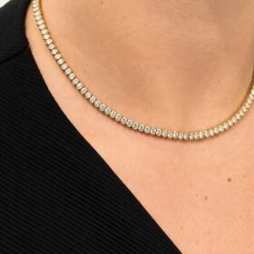 COLLIER RIVIERE NID D’ABEILLES OR 18K DIAMANTS ENV. 8 CTS — photo 2