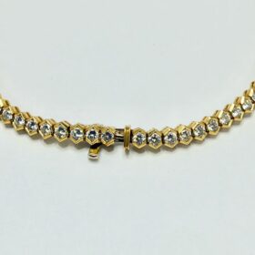 COLLIER RIVIERE NID D’ABEILLES OR 18K DIAMANTS ENV. 8 CTS — photo 5